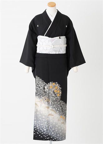 黒留袖一式レンタル　金彩・銀小桜　L