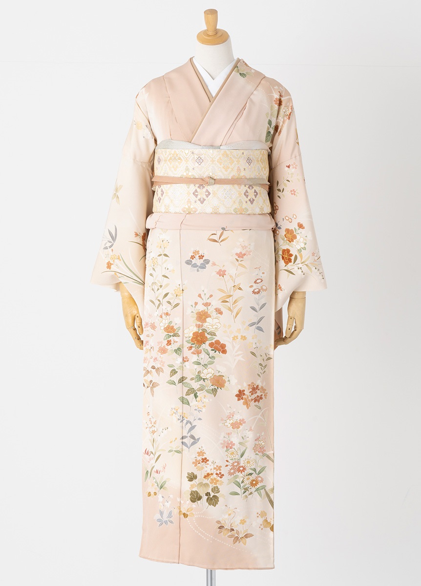 【1月下旬～2月中旬　貸出不可】やまとオリジナル訪問着レンタル　友禅染め　花々　M