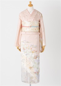 【2月下旬～3月中旬 貸出不可】やまとオリジナル訪問着レンタル　波頭に松竹梅　桜　L