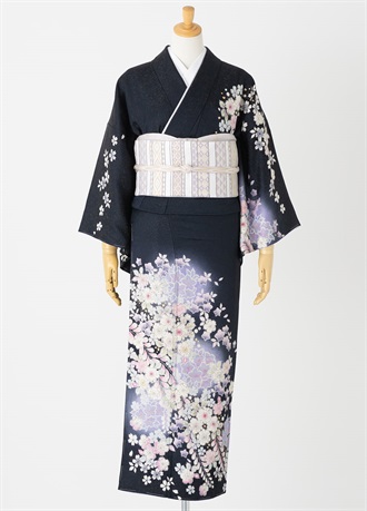やまとオリジナル訪問着レンタル　辻が花　濃紺　L