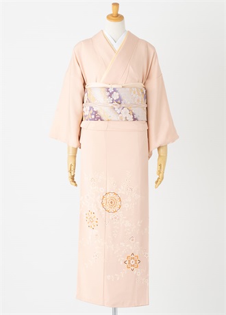 やまとオリジナル訪問着レンタル　色留袖　オレンジ華紋唐草　M