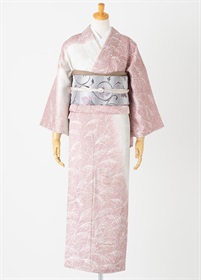 やまとオリジナル訪問着レンタル　淡ピンク染分け　笹　L