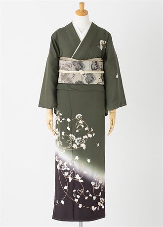 やまとオリジナル訪問着レンタル　薄緑　小花　M