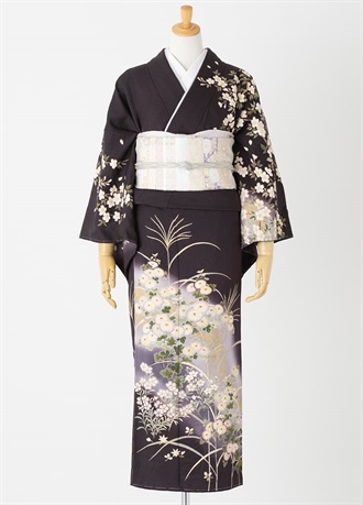やまとオリジナル訪問着レンタル　菊絞り　焦茶　L