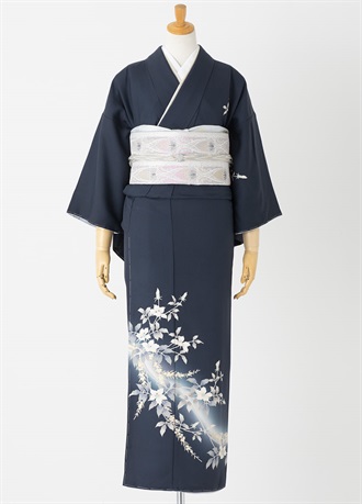 やまとオリジナル訪問着レンタル　加賀友禅　茄紺　小田美千代　M