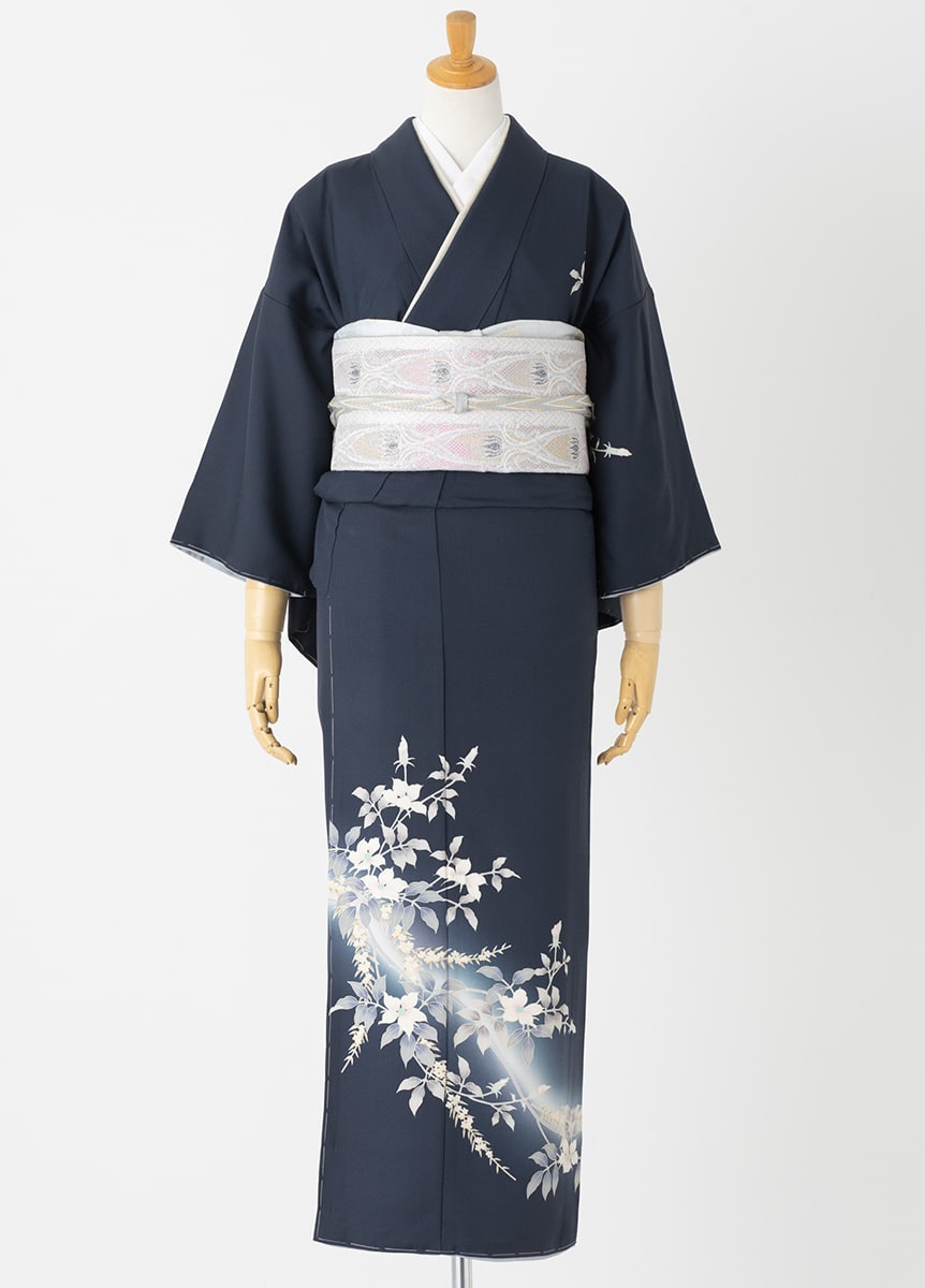 やまとオリジナル訪問着レンタル　加賀友禅　茄紺　小田美千代　M