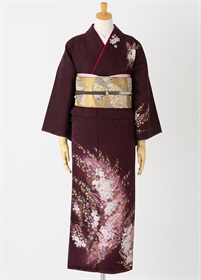やまとオリジナル訪問着レンタル　赤紫　辻ヶ花　L