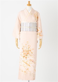 やまとオリジナル訪問着レンタル 加賀友禅 淡ピンク柚野久美子 L