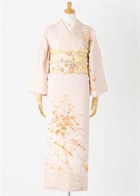 やまとオリジナル訪問着レンタル 加賀友禅 淡ピンク柚野久美子 L