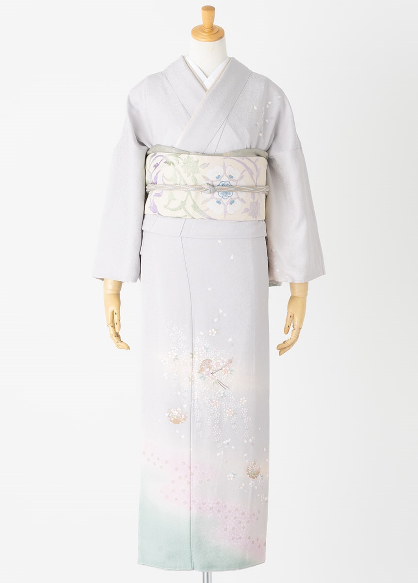 やまとオリジナル訪問着レンタル　花日和　グレー　L