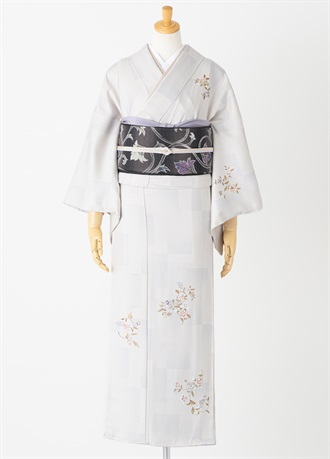 やまとオリジナル訪問着レンタル　和紙染　灰色　M