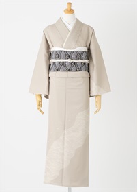 付下げ訪問着レンタル　小さな星　白亜色【松風　漆黒　スタイル】