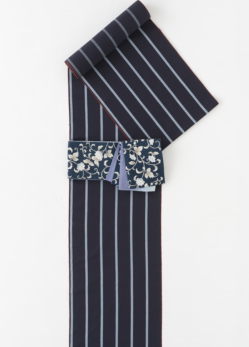 片貝木綿　ストライプ　ブルー