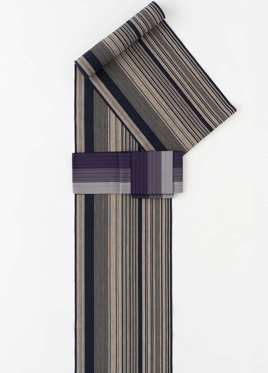 片貝木綿　矢鱈縞　鉄紺