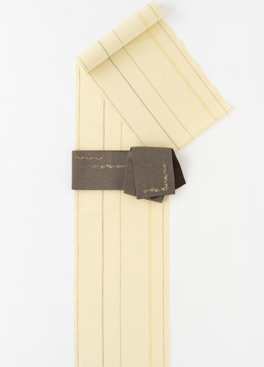 片貝木綿　月の縞　象牙色