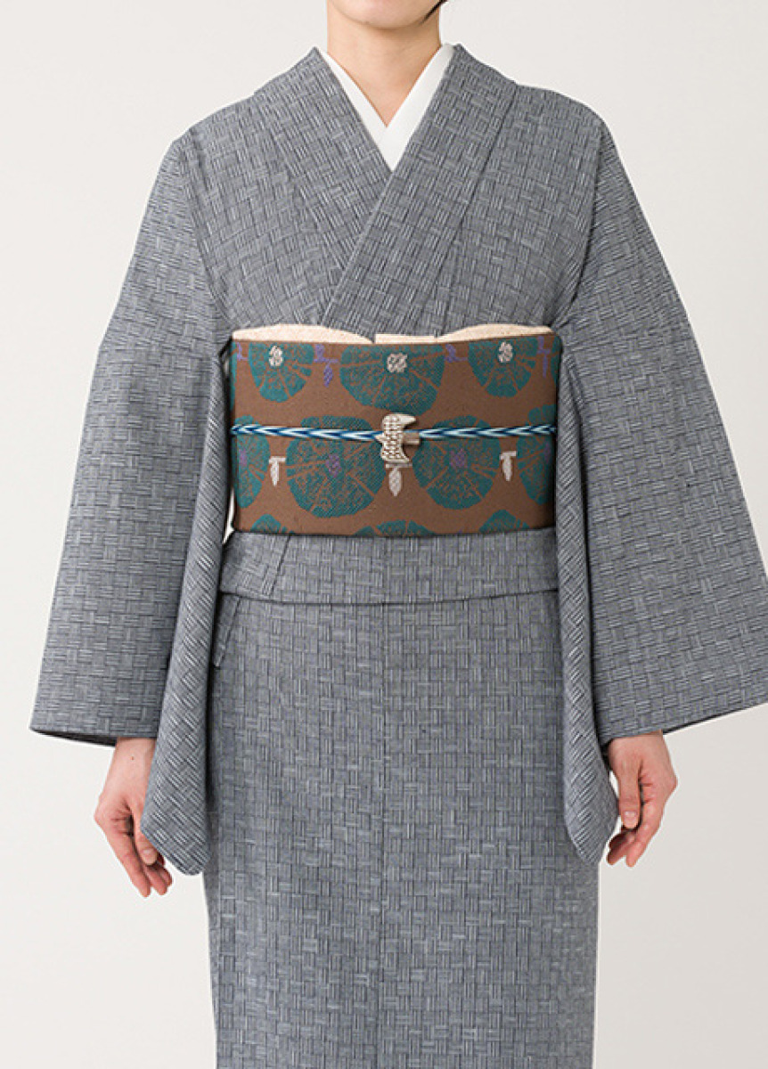 片貝木綿 網代格子 グレー | カジュアル着物 | やまとオンラインストア