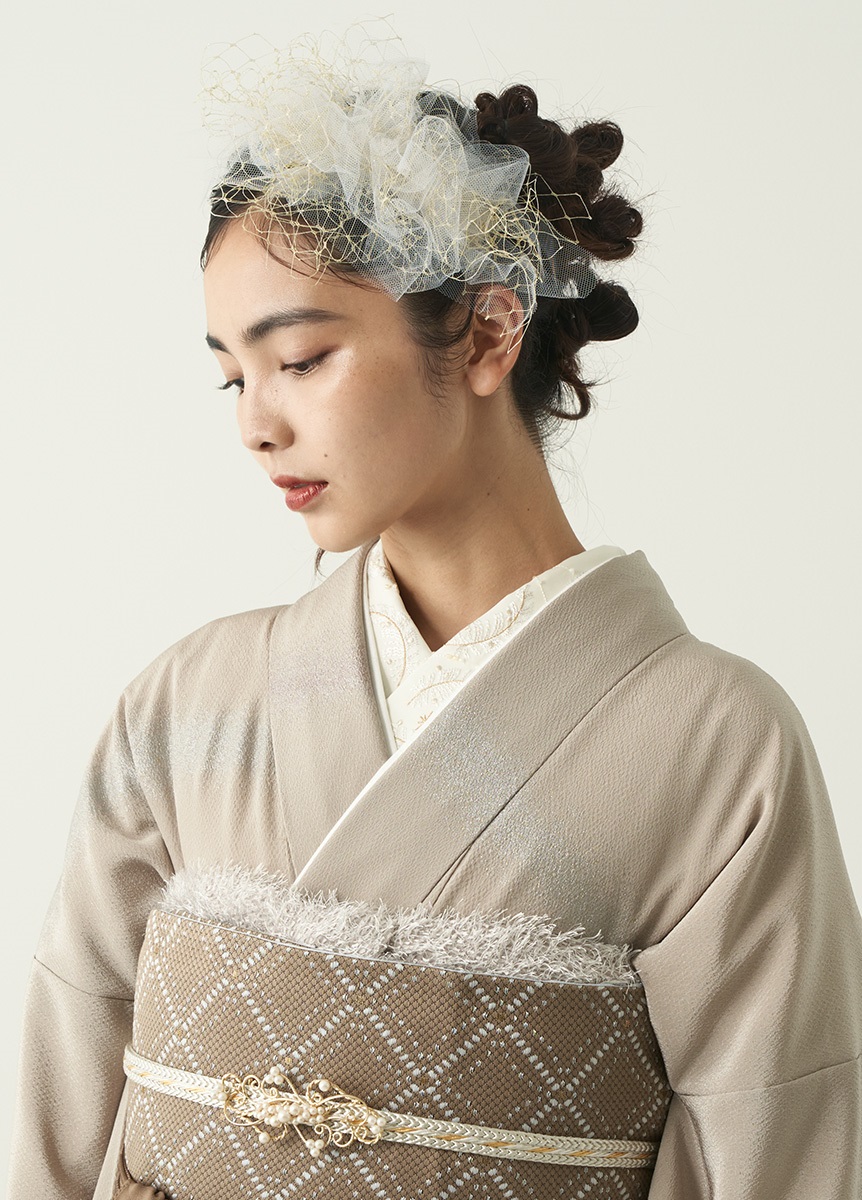 vintage チュール ヘッドドレス ヴィンテージ クリームフラワーxチュールヘッドドレス - CHIROL