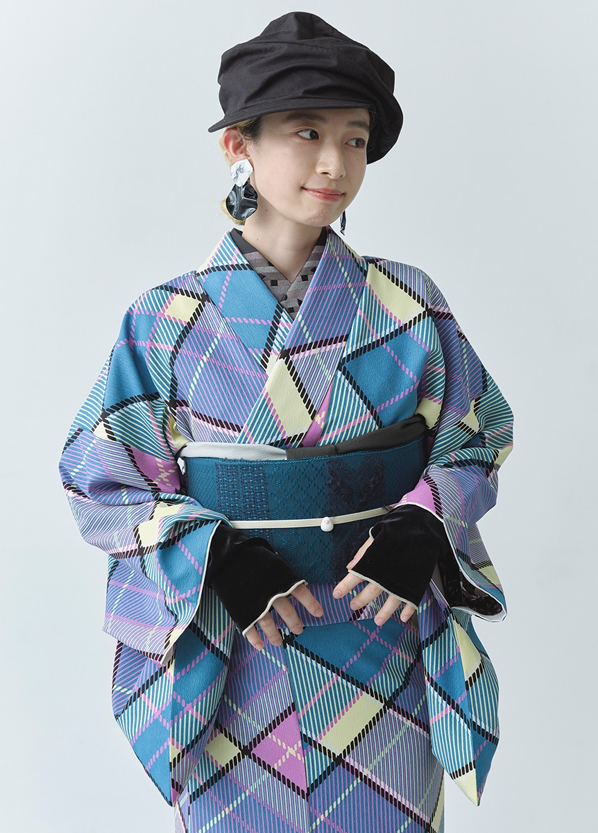 着物屋あとらす お仕立付き・単衣】【都粋オリジナル】東レ セオα おめかし江戸