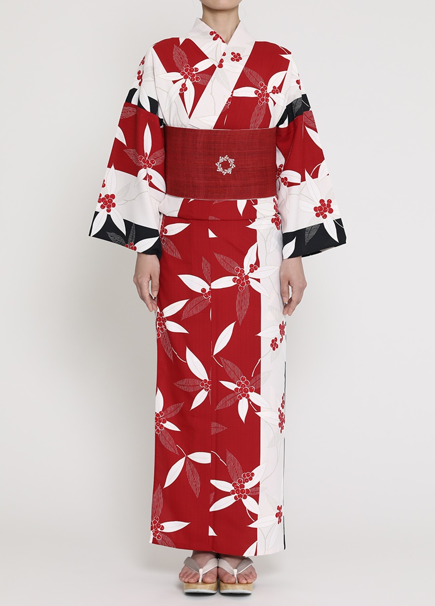 Kbnオリジナル 洗えるゆかた 南天トリコ 赤 浴衣 やまとオンラインストア