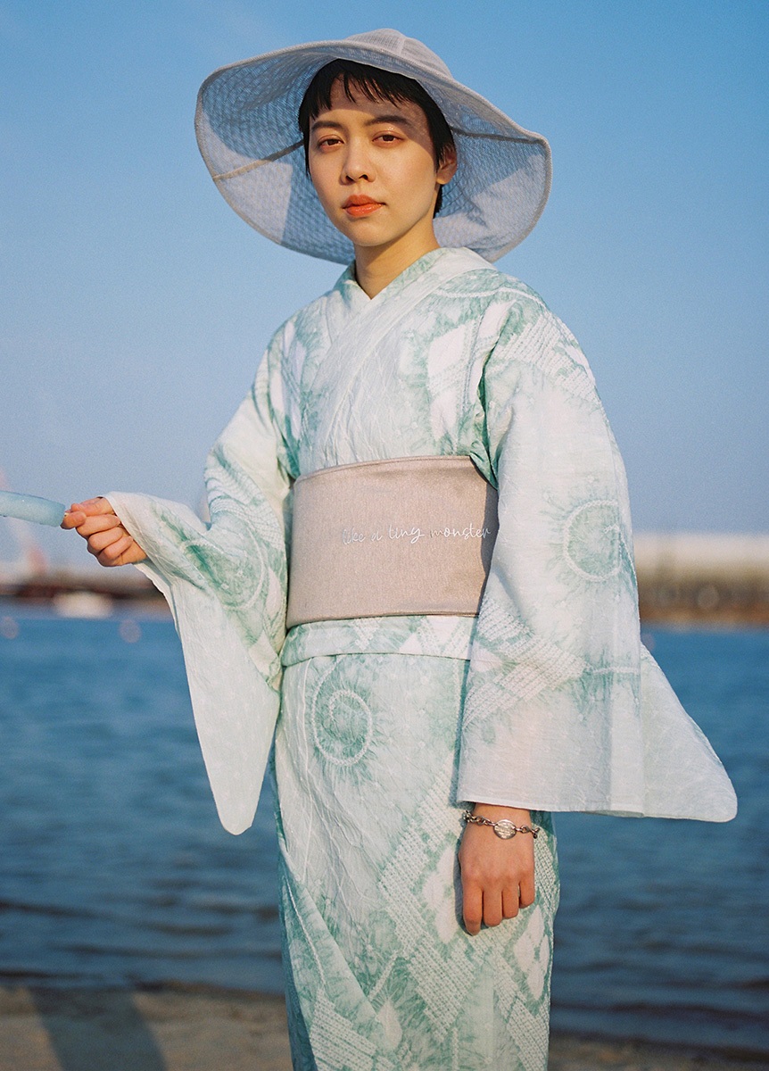 綿 浴衣 有松鳴海絞 花 - 女性和服、着物