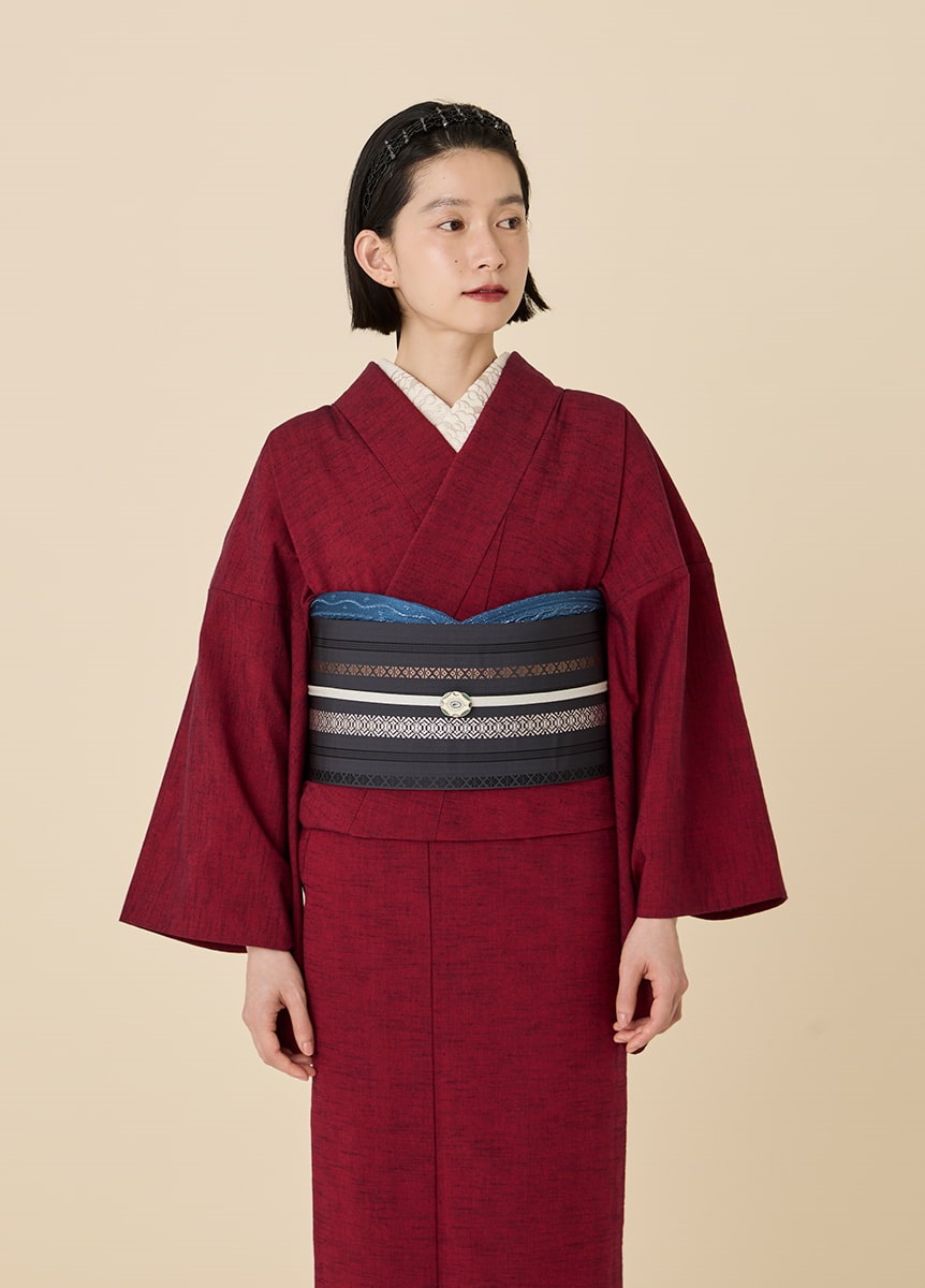 八寸名古屋帯 博多平献上 二筋 黒茶（ご予約受注品） | 帯 | やまと