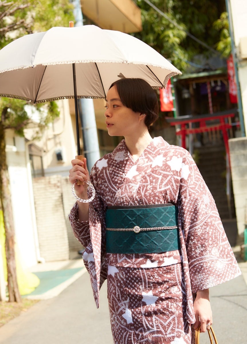 麻半幅帯 ふくれ菱 白茶色 | 浴衣の帯 | やまとオンラインストア