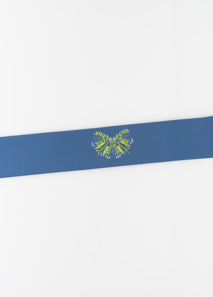 きものやまと×青山佳世 京袋帯 geometric flowers blue（ご予約受注品
