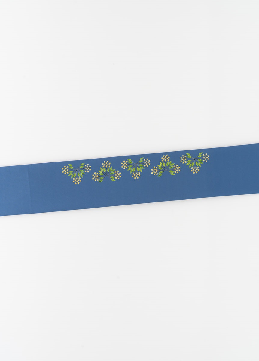 きものやまと×青山佳世 京袋帯 geometric flowers blue（ご予約受注品