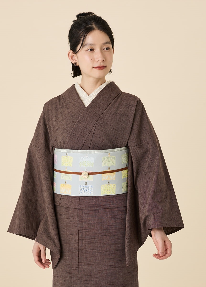 きものやまと×青山佳世 半巾帯 cats & books ivory（ご予約受注品