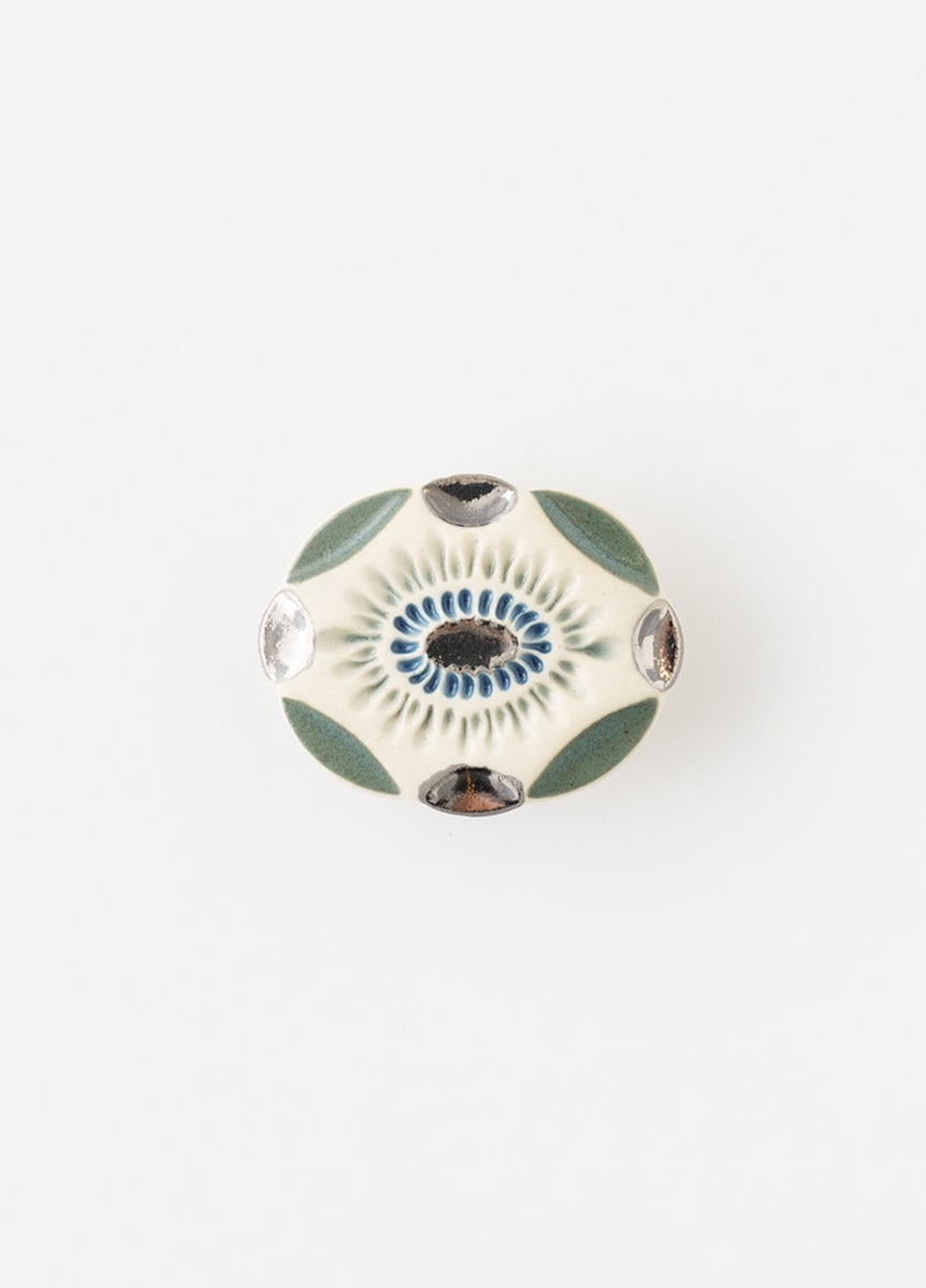帯留 POTTERY oval blue（ご予約受注品） | 着物コーディネート小物