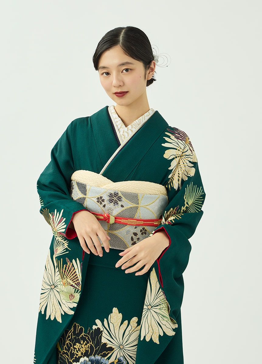 【着物と帯 時流】J241272s◆正絹 振袖用 長襦袢◆刺繍半衿付 カーキ 着物と帯 時流】J241272s◇正絹 振袖用 長襦袢◇刺繍半衿付 カーキ