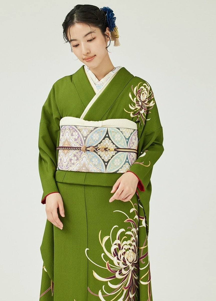 刺繍半衿 松葉丸紋 白銀 | 振袖 | やまとオンラインストア