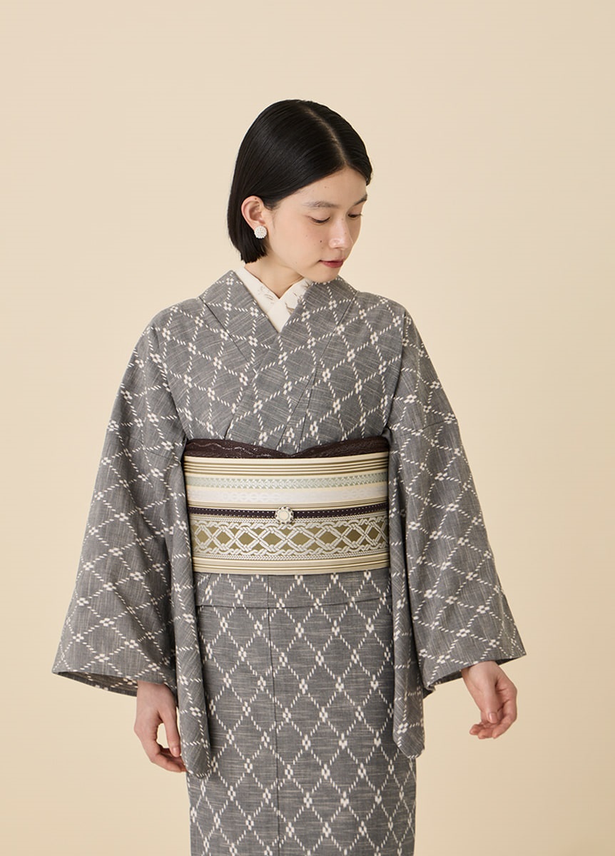 ニット地紋銀ちらし帯揚 茶（ご予約受注品） | 着物コーディネート小物