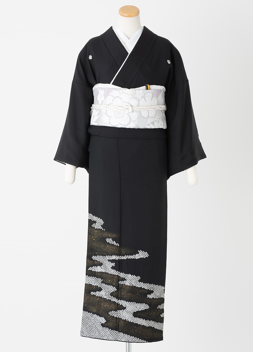 二部式洋服‥正絹‥紬！ 正絹小紋 濃紺(紬) 京都 着物レンタル |