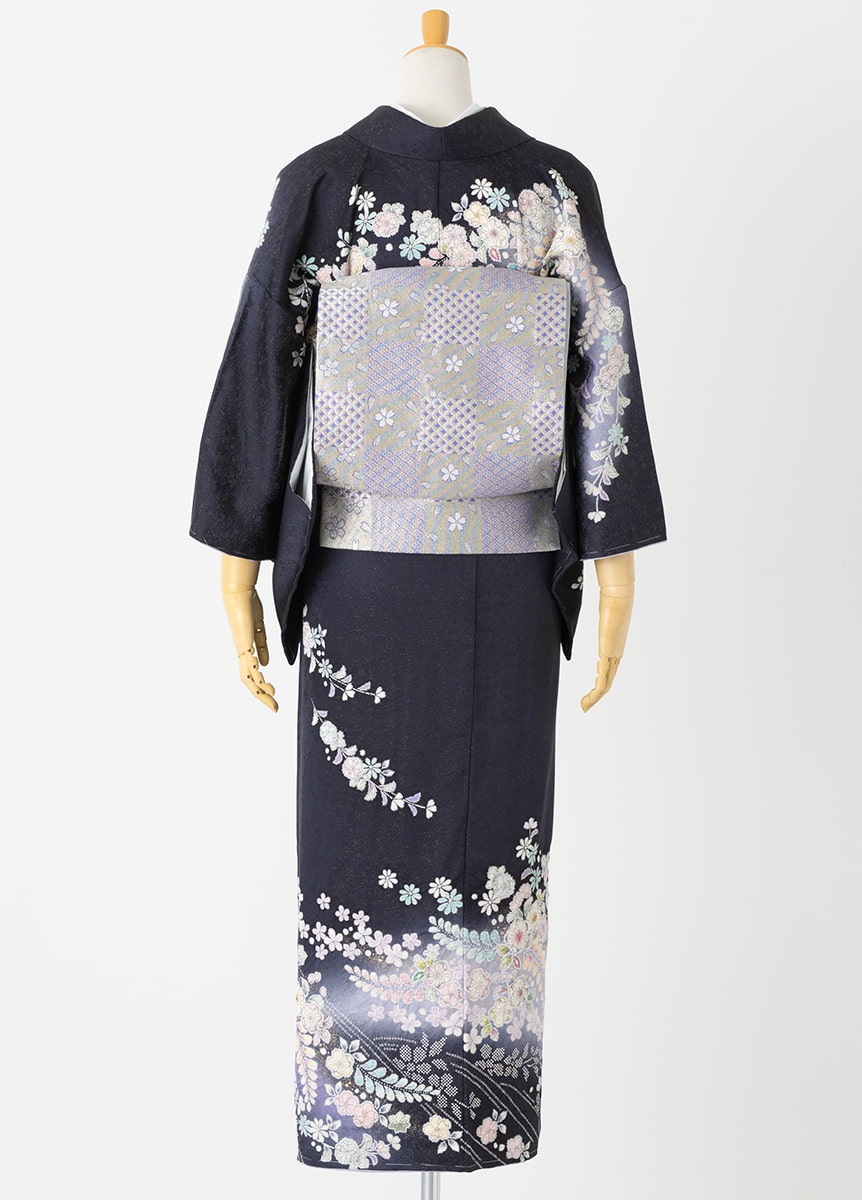やまと謹製 未使用　 辻ヶ花 訪問着 フルセット　7点 やまとオリジナル訪問着レンタル 辻が花 鉄紺 M | 訪問着
