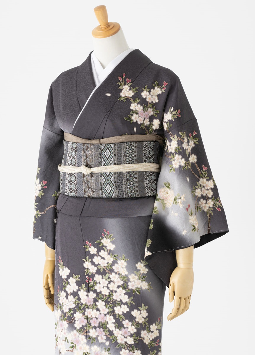 やまとオリジナル訪問着レンタル 桜菊絞り 鉄色 M | 訪問着レンタル