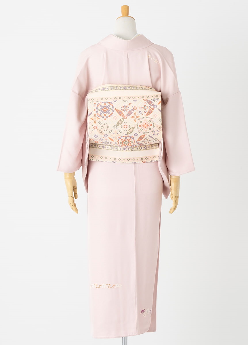 しつけ付き やまと 正絹 袷 訪問着 着物 161裄66 ピンク 桃色 加賀風 楽天