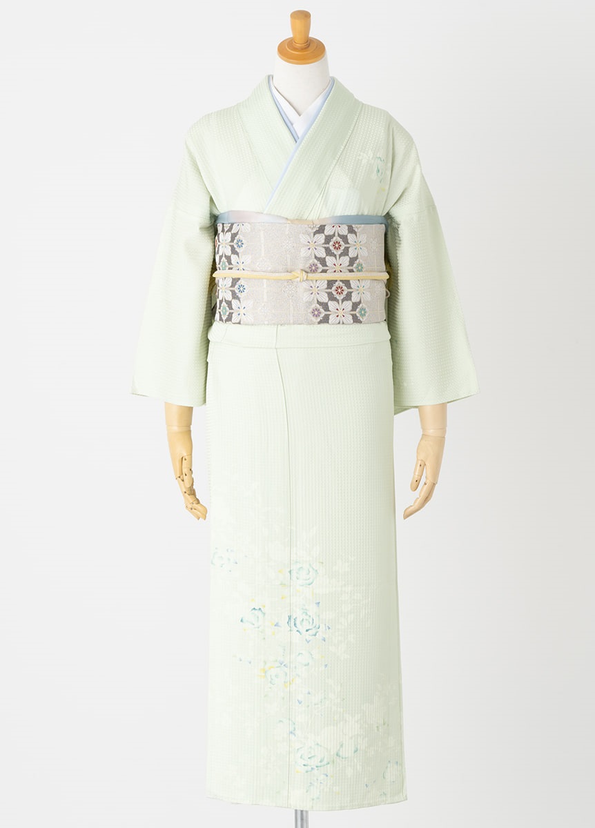 やまと やまとオリジナル訪問着レンタル ミント バラ 単衣 M | 訪問着レンタル