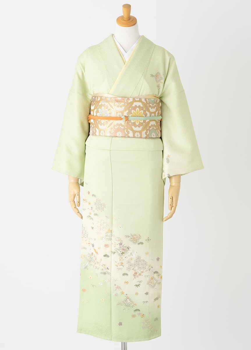 訪問着　フルセット　矢羽　宝尽くし　吉祥文様　入学式　卒業式　着物　Q5 SOUBIEN（創美苑） レンタル 訪問着 フルセット 七五三 卒業式 卒園式