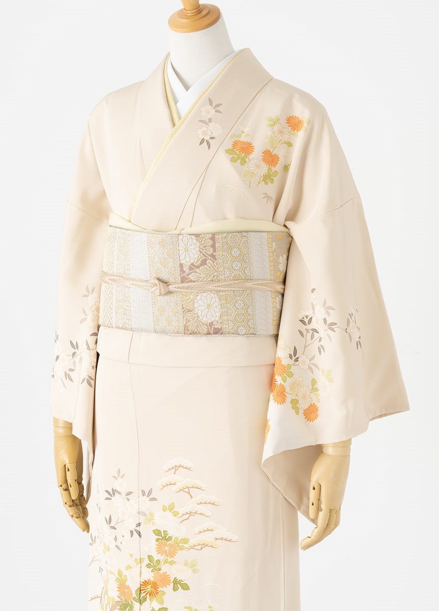 やまとオリジナル訪問着レンタル 凛彩 白茶 L | 訪問着レンタル