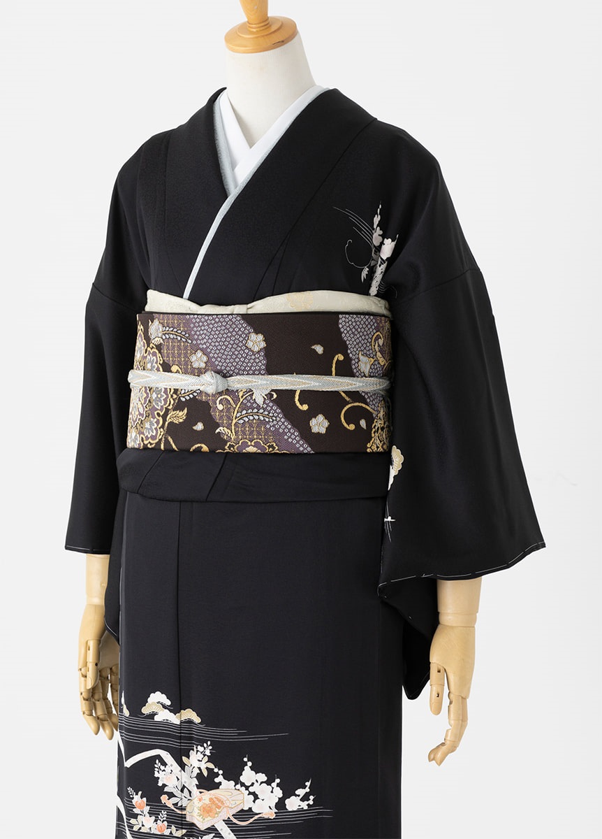 美品 やまとゴールドラベル 正絹 刺繍 蟹 縦縞 紗紬訪問着 着物 A-146 C9142112054108_M.jpg