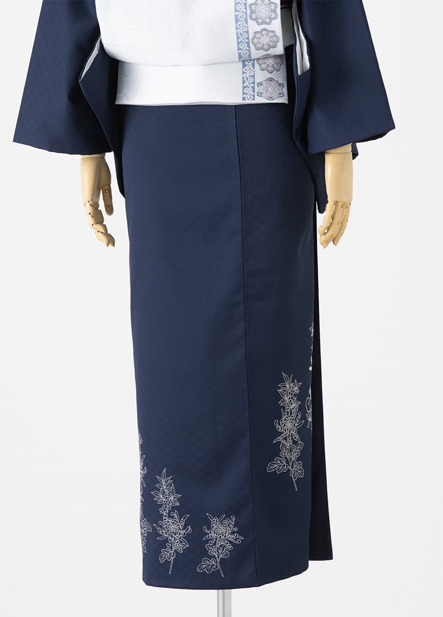 付下げ訪問着レンタル 四季のしおり 鉄紺【華紋の行進 白