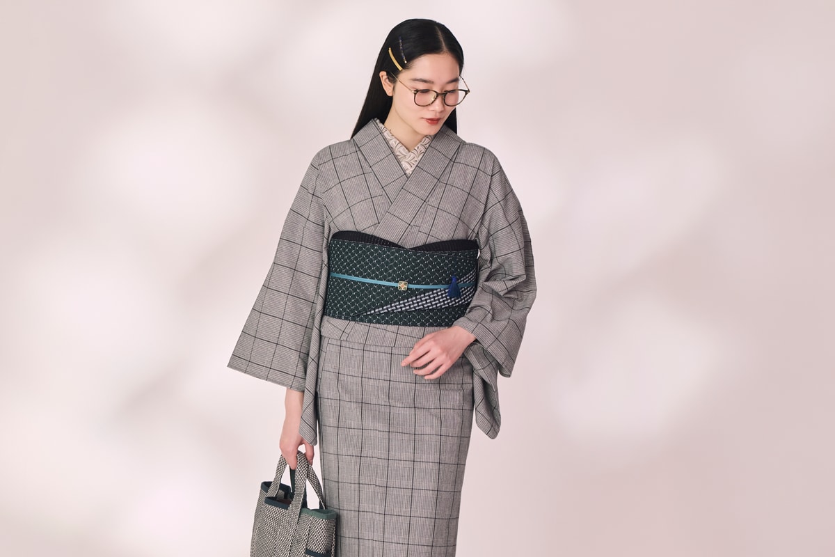 久留米絣　グレンチェック　白黒