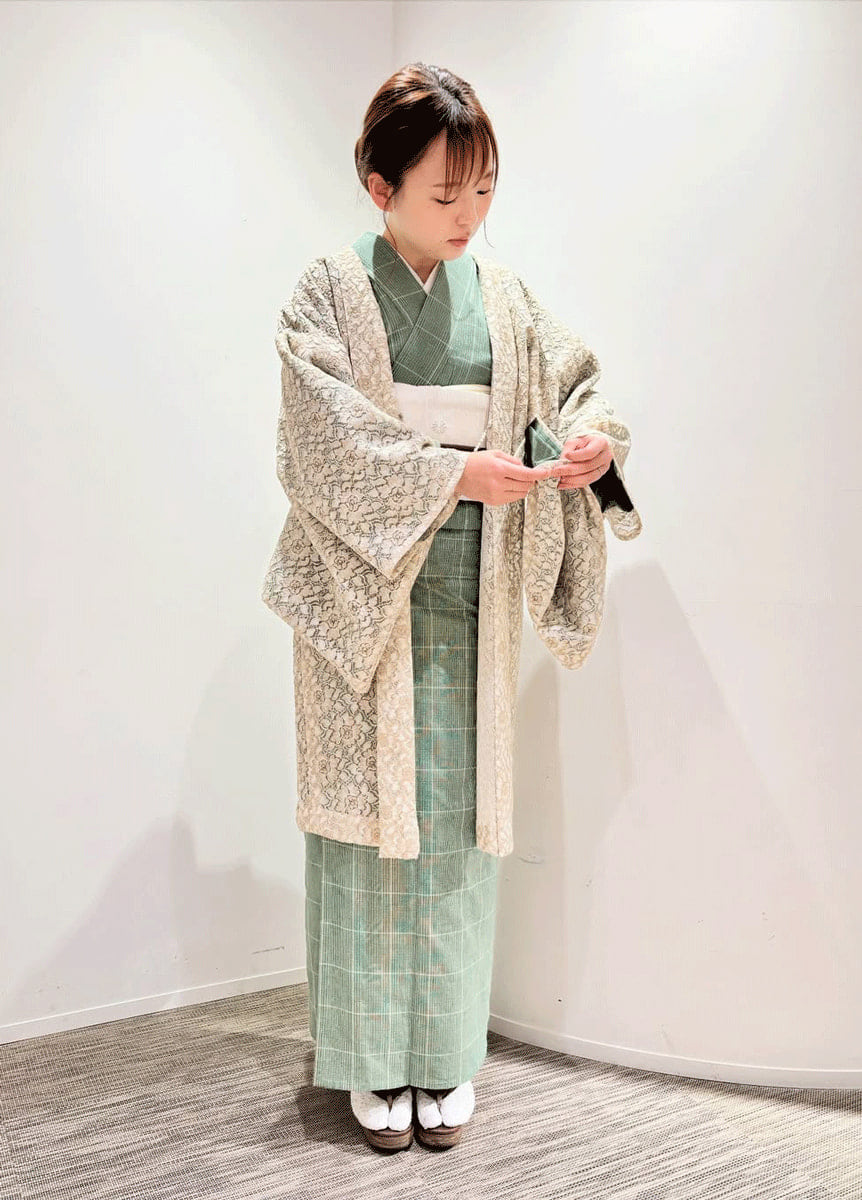 片貝木綿×レース羽織