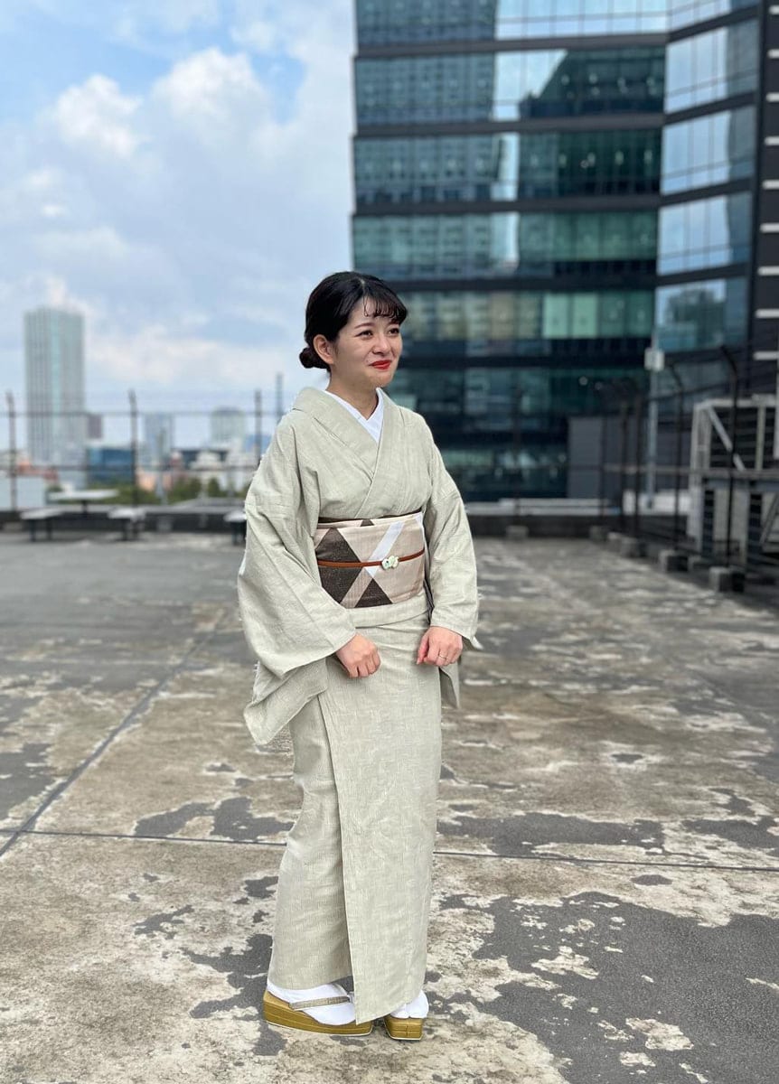 片貝木綿×西陣半幅帯