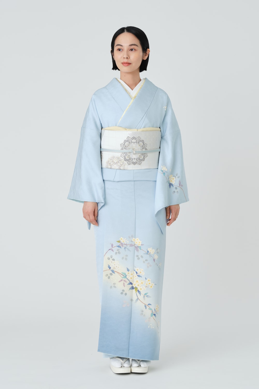 加賀友禅付下訪問着　こでまりと萩 01