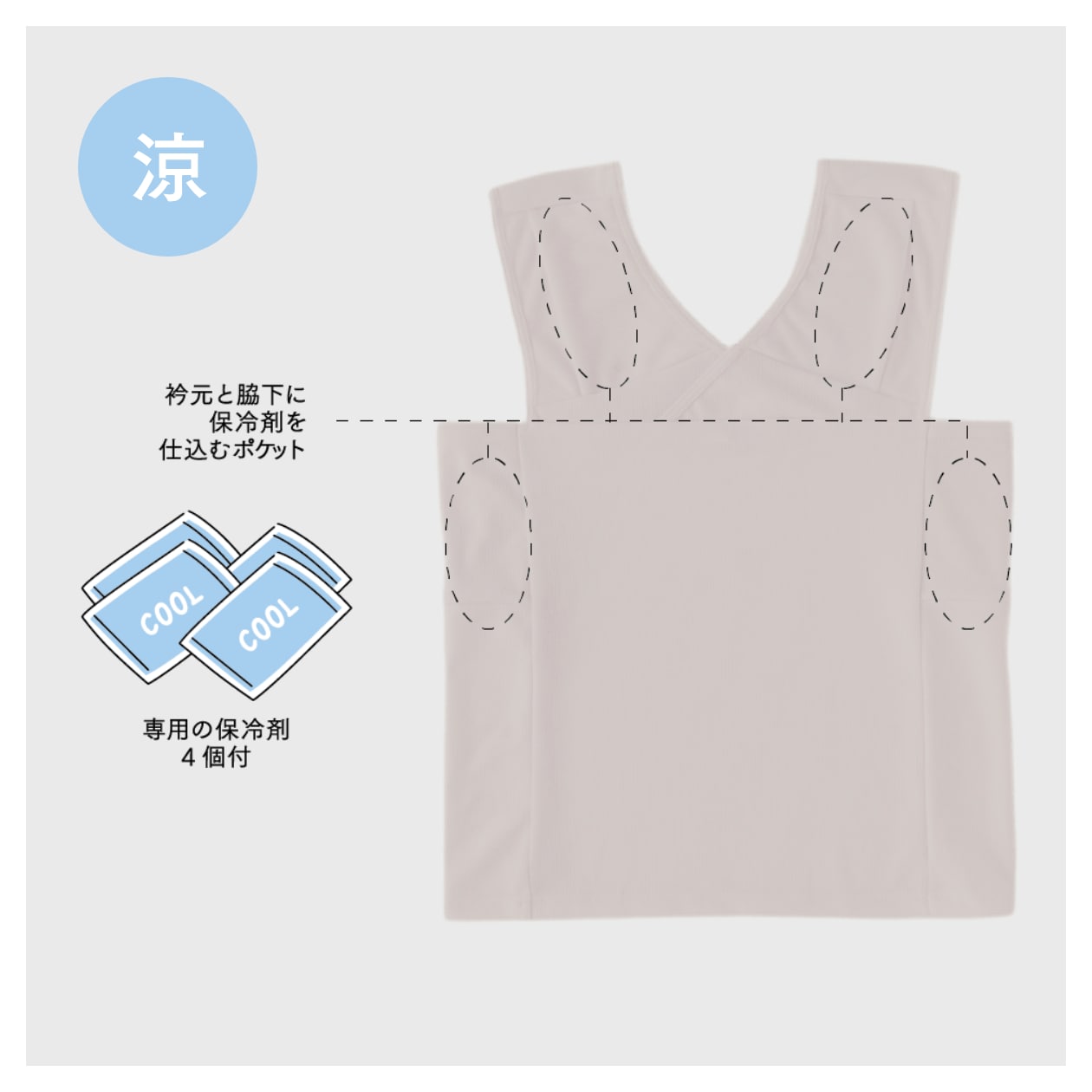 ひんやりサポートインナー　保冷剤付き