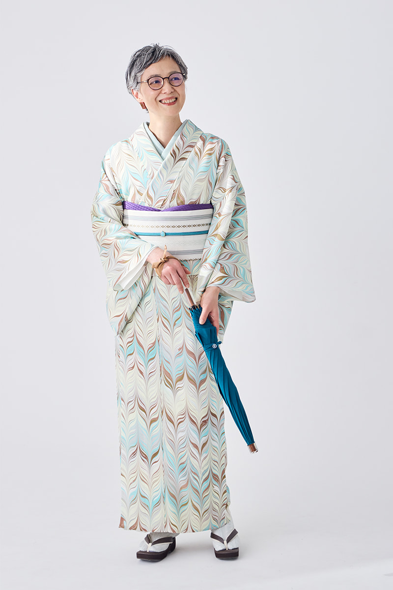 紗 夏小紋×紗八寸名古屋帯　博多織