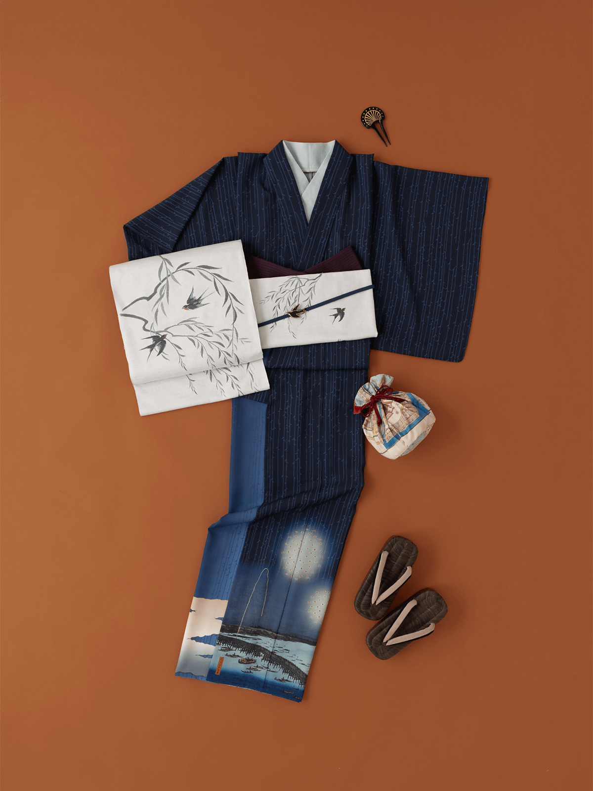 絵羽ゆかた 浮世絵 両国花火