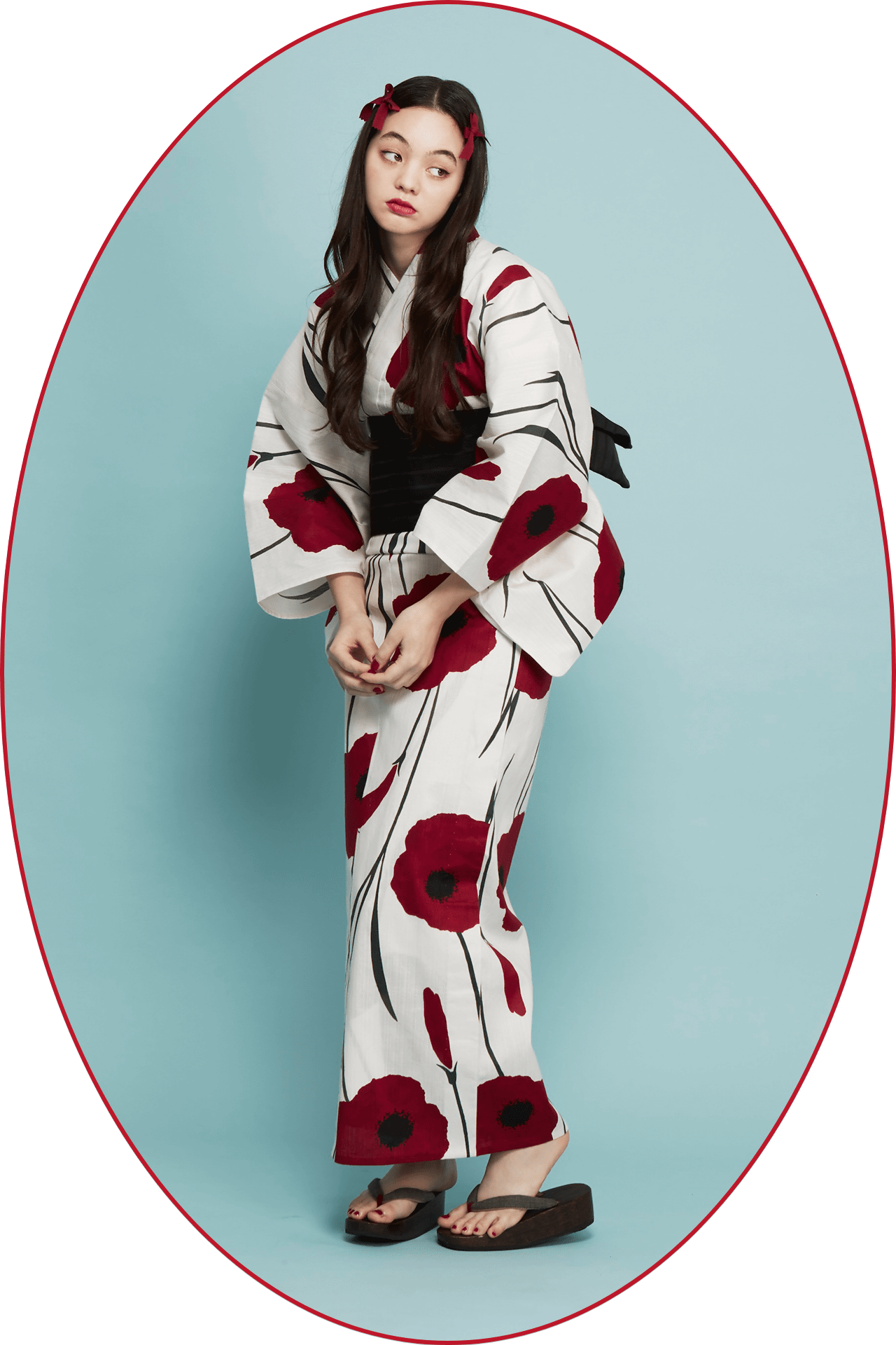 ゆかた 赤い花 01